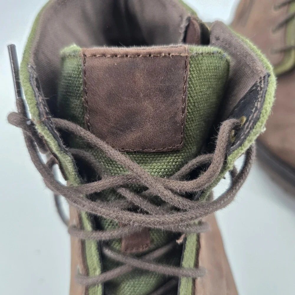 Mark Nason Boots Mens 10 Combat Boots Brown Leather Canvas Side Zip 68240